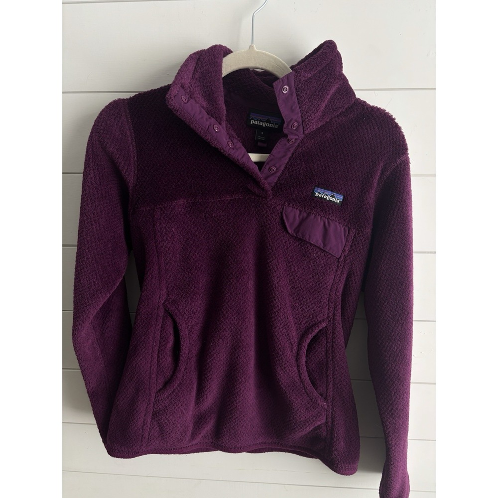 Patagonia Re-Tool Snap-T‎ Pullover Fleece Eggplant Purple Womens Size S Sweater